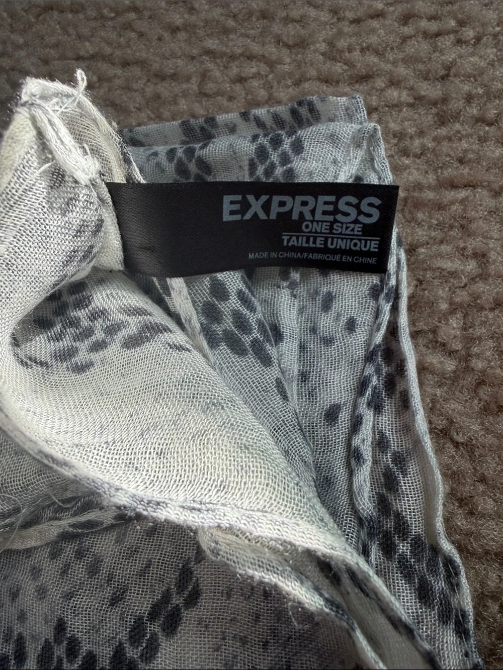 Express One Size Lightweight Snake Print Infinity Scarf in Ivory & Gray